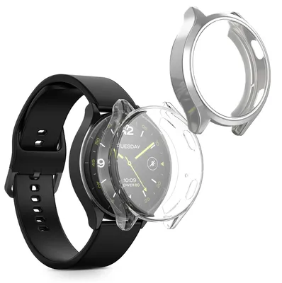 Produktbild von kwmobile 2x Silikon Hülle für Xiaomi Watch 2 Schutzhülle - Fullbody Display Cover Set aus Silikon - Silber Transparent
