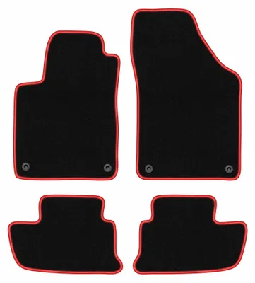 Obrázek produktu pro Velurové autokoberce pro: Peugeot RCZ 2010-2015 (kupé) – sada 4 ks, černo-červené, na míru – Wielganizator CARLUX