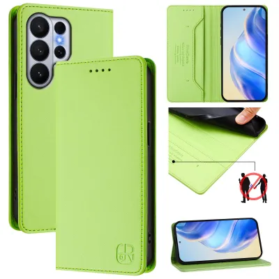 Produktbild von Lederhülle für Samsung Galaxy S26 Ultra Hülle Flip Brieftasche Kartenfächern Ständer Schutzhülle Grün