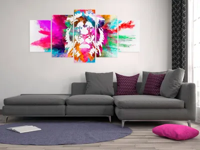 Produktbild von Akustikbild Abstrakt Tiere 200x100 cm 5-teilige Bilder Akustikschaum Hochleistungsschallabsorber Schallschutz Leinwand 5 tlg Wandbild Raumakustik Schalldämmung g-C-0019-b-n