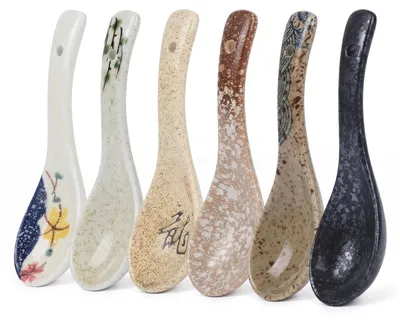 Produktbild von Ramenlöffel Set von 6 - Asiatische Keramische Suppenlöffel