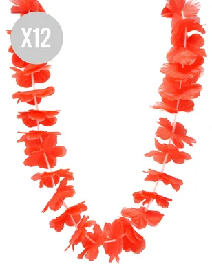 Produktbild von Set aus 12 roten Hawaii-Blumenketten - Einheitsgröße