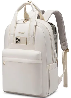 Produktbild von Rucksack Damen Groß 17,3 Zoll Laptop Schulrucksack Teenager Mädchen Wasserdicht Daypack Reiserucksack Cremefarben