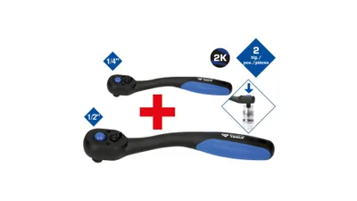 Obrázok produktu pre Obojstranná račňová súprava, 2-dielna, 1/4", 1/2"