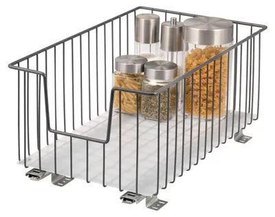 Obrázek produktu pro bremermann výsuvný koš na skříňku 30 cm s policí, kuchyňská zásuvka k dovybavení, kovový výsuvný koš na skříňku, šedý