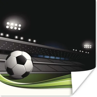 Produktbild von MuchoWow® Poster Eine Illustration eines Balls im Fußballstadion 75x75 cm - Wand Dekoration