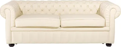 Produktbild von BELIANI Sofa Hellbeige Echtleder 3-Sitzer Chesterfield Stil Glamourös Wohnzimmer