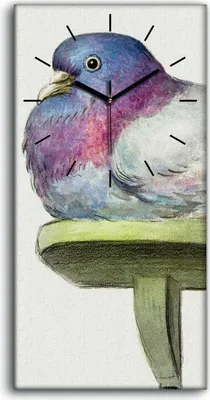 Produktbild von Küchenuhr Bürouhr Leinwand Uhr Geräuschlos 30x60 Gemälde Tier Vogel Taube Kunst - schwarze Hände