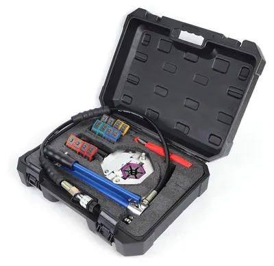 Image de Kit de sertissage pour tuyaux hydrauliques, construction en aluminium durable, compatibilité polyvalente, couleur noire