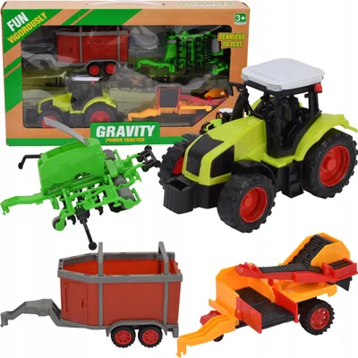 Immagine prodotto di Lolex | Trattore giocattolo con rimorchio - 300 G - Azionamento a frizione - Giocattolo agricolo - 46 X 26 X 11 Cm