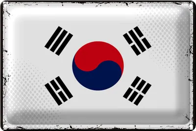 Produktbild von Blechschild Flagge Südkorea 40x30cm Retro Flag South Korea