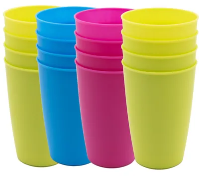 Produktbild von 16x Campingbecher Trinkbecher Becher Picknickgeschirr Reisebecher Kunststoff Set