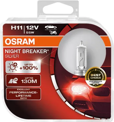 2x H11 55W OSRAM NIGHT BREAKER SILVER +100% Birne Lampe Scheinwerfer – Produktansicht