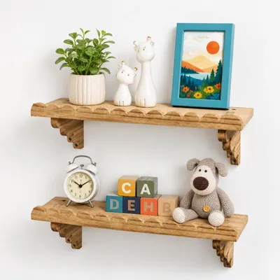 Productafbeelding van Solidchoice - Set van 2 Wandplanken van Massief Hout