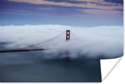 Produktbild von MuchoWow® Poster Golden Gate Bridge von Wolkenvorhang getroffen 30x20 cm - Plakate - Print