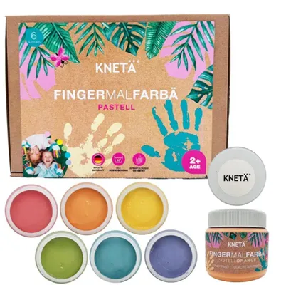 Zdjęcie produktu dla Farby do malowania palcami Kneta Pastel – 6 kolorów, przyjazne dla dzieci, zmywalne