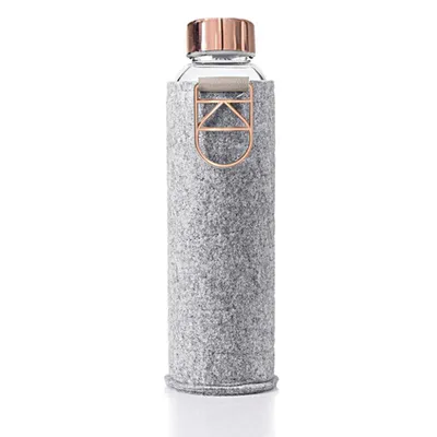 Produktbild von Equa Mismatch Glastrinkflasche mit Filzhülle, Trinkflasche, Wasserflasche, Glas, Rose Gold, 750 ml, 689060