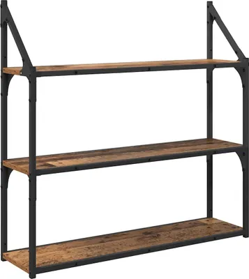 Image de vidaXL Étagère murale avec étagère Vieux bois 80 x 21 x 78,5 cm Bois composite