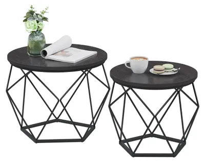 Produktbild von VASAGLE Couchtisch rund, 2er Set, abnehmbare Tischplatte
