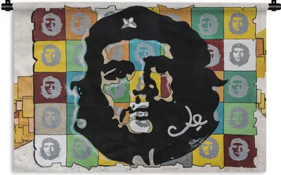 Produktbild von MuchoWow® Wandteppich Wandbehang Che Guevara als Silhouette 90x60 cm Tapisserie Dekoration Wandtuch - Wandskulpturen - Bildteppich