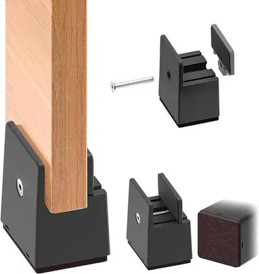 Imagen del producto de Soportes ajustables para muebles, juego de 4 unidades, construcción robusta de aluminio con revestimiento protector
