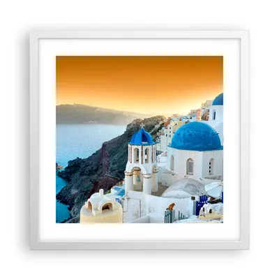 Produktbild von Gerahmtes Poster - Weißer Rahmen - Santorini Griechenland Urlaub Insel - 40x40 cm - Wand Bild - Wanddeko - Wandbilder - Wandposter - Bilderrahmen - Bilder - Kunstdruck - Wandbild - P2WAC40x40-2529