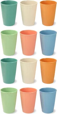 Produktbild von Wiederverwendbare Trinkbecher, 350 ml, in Pastellfarben, 6, 12 oder 24 Stück, wiederverwendbare Kunststoffbecher, Trinkbecher für Kinder, Größe: 12 Stück