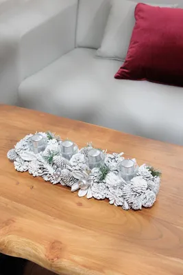 Obrázek produktu pro Ikebana MagicHome Vánoce, adventní, bílá, 50x16x9 cm