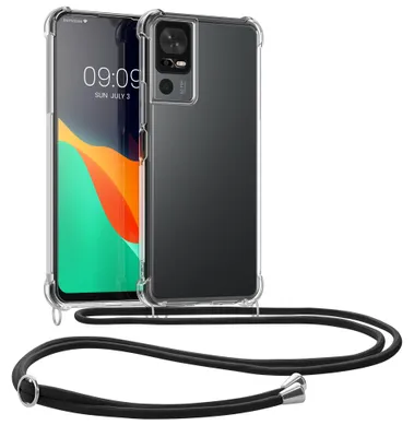 Produktbild von kwmobile Necklace Case kompatibel mit TCL 40 SE Hülle - Silikon Cover mit Handykette - Band Handyhülle Transparent Schwarz