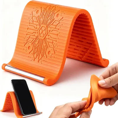 Produktbild von Flexibler Silikon-Aluminium-Telefonhalter, Handyständer, Rutschfester Handy-Halterungen, für Schreibtisch, Bett, Büro, Mobiltelefon,Tablet Universell