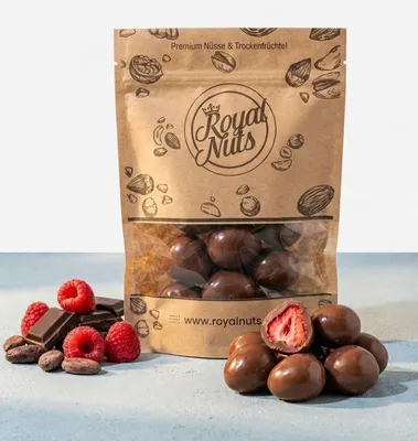 Produktbild von 1000g Schokolierte Himbeeren mit Vollmilch Schokolade