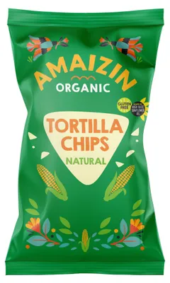 Zdjęcie produktu dla CHIPSY TORTILLA KUKURYDZIANE SOLONE BEZGLUTENOWE250 g - AMAIZIN