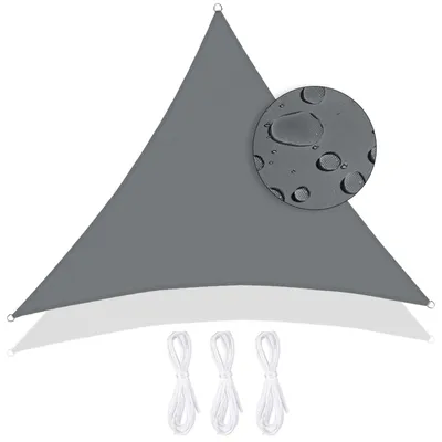 Image de Voile d'ombrage triangulaire pare-soleil - Triangulaire - 3 x 3 x 3 m - Polyester - Gris - Pour terrasse et jardin