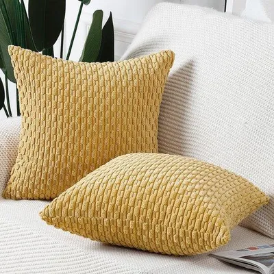 Image de Housses de coussin, lot de deux : housse de coussin d'assise pour canapé, housse de fauteuil, cache-coussin d'assise, 65 x 65 cm