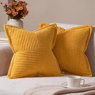 Produktbild von Kissenbezug 40x40 cm Kordsamt Gelb 2er Set