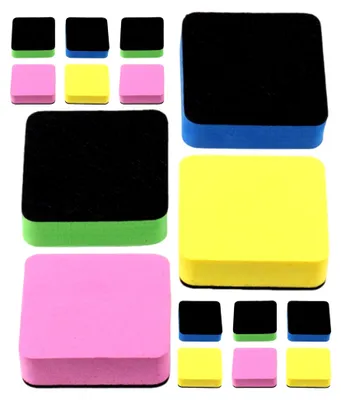 Produktbild von 16 Stück quadratische Whiteboard-Radierer aus EVA-Material, magnetisch und farbig für Klassenzimmer, Büros und Lehrbedarf