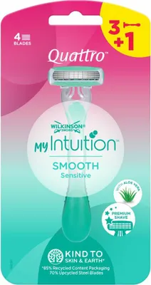 Zdjęcie produktu dla Wilkinson - Jednorazowa maszynka do golenia - Quattro dla kobiet - Precyzyjna - 4 ostrza - 1 szt
