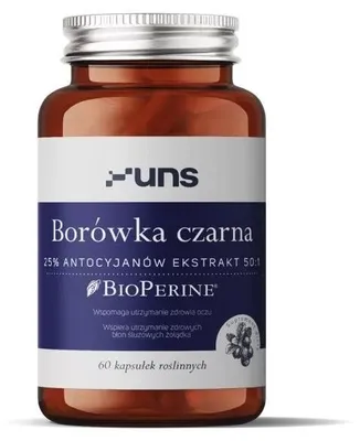 Immagine prodotto di UNS Mirtillo Nero + Bioperina, integratore vegetale, 60 capsule