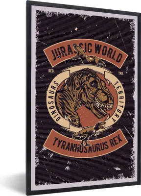 Produktbild von MuchoWow® MuchoWow® Gerahmtes Poster Jurassic world - Dinosaurier - Retro 60x90 cm - Poster mit zchwarzem Bilderrahmen - Kunst