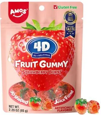 Produktbild von AMOS 4D Fruit Gummy Strawberry Burst 65g