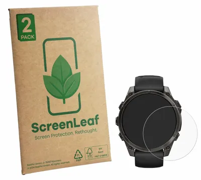 Produktbild von 2x ScreenLeaf Schutzfolie für Garmin Fenix 8 / 8 Pro (47 mm) Displayschutz Display Schutz Folie Klar Transparent