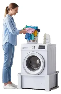 Obrázok produktu pre Podstavec pod práčku, vyrobený z odolného plastu, rozmer 24" x 24" x 2", nosnosť do 600 lbs, protišmyková konštrukcia, jednoduchá montáž