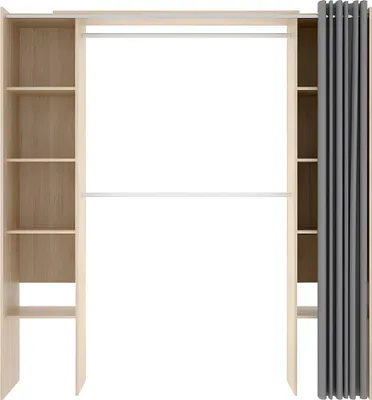 Produktbild von Faltbarer Kleiderschrank DORIAN - Länge: 110/180 cm - Farbe: Eiche und grau
