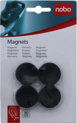 Produktbild von Nobo Haftmagnete rund, schwarz (4), Schwarz, 4 Stück(e)