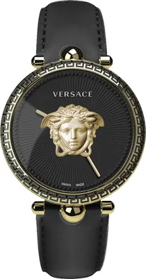 Produktbild von Versace VECO01922 Palazzo Empire gold schwarz Leder Armband Uhr Damen NEU