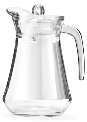 Obrázok produktu pre Sklenená kanvica na vodu a džús – karafa s rúčkou – s viečkom – objem 1,4 l