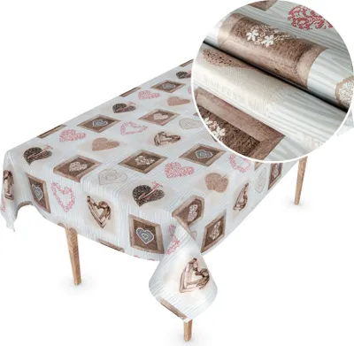 Produktbild von Tischdecke Wachstuch MIMOSA Retro Beige Robust Wasserabweisend Breite 140 cm Länge 200 cm