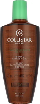 A product shot of a bottle of Collistar firming shower oil.