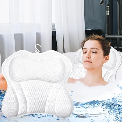 Produktbild von Badewannenkissen, mit Saugnäpfen, Badekissen, mit 4D-Air-Mesh-Technologie und 7 Saugnäpfen, für Badewannen und Home Spa