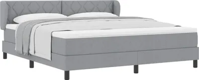 Image de vidaXL Lit boxspring avec matelas gris clair 180 x 200 cm Tissu